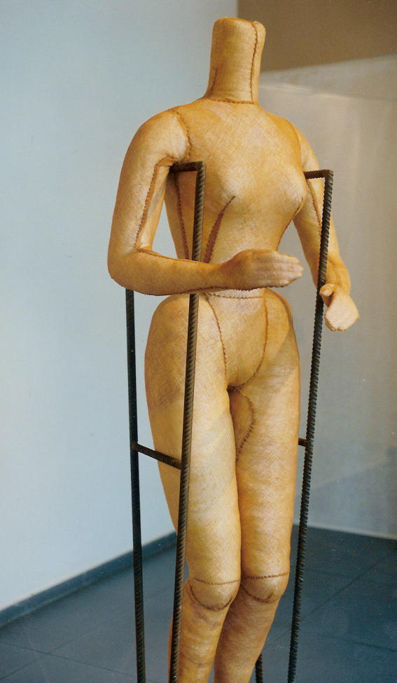 Textile sculpture on iron holder